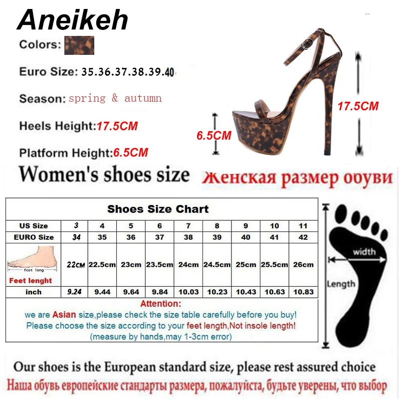Aneikeh, новинка, пикантные женские босоножки на ультравысоком каблуке 17 см с коричневым крокодиловым принтом, летняя обувь на платформе с открытым носком женские сандалии-лодочки в римском стиле