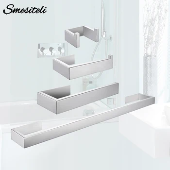 

Toilet Paper Holder Towel Hooks Bathroom Accessories Kit Bar Polished Chrome Bedroom Metal Wall-Mounted Bath Hardware Sets