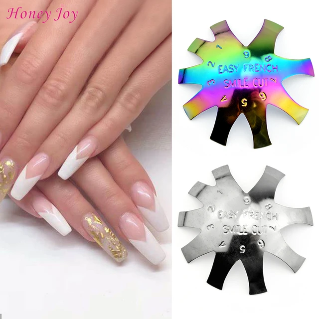 6 Sizes Easy French Manicure Nail Cutter Stencil Tool Smile Shape Trimmer  Clipper Styling Forms Manicure Nail Art Tools