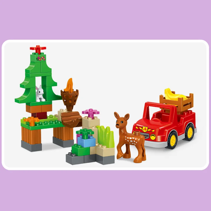 GOROCK Jungle Animal Building Blocks DIY Enlighten Boy Figure Large Size Bricks Baby Gift Compatible With Duploe Kids Toys