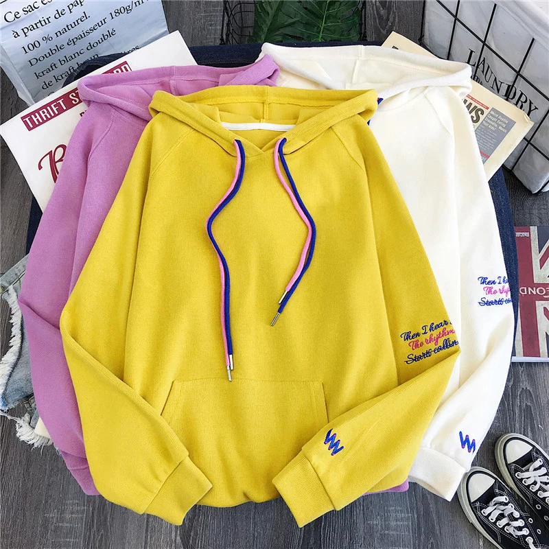 Женские толстовки на осень и зиму, новые корейские Ulzzang, Harajuku, винтажные BF толстовки, женские модные свободные толстовки с капюшоном, уличная одежда