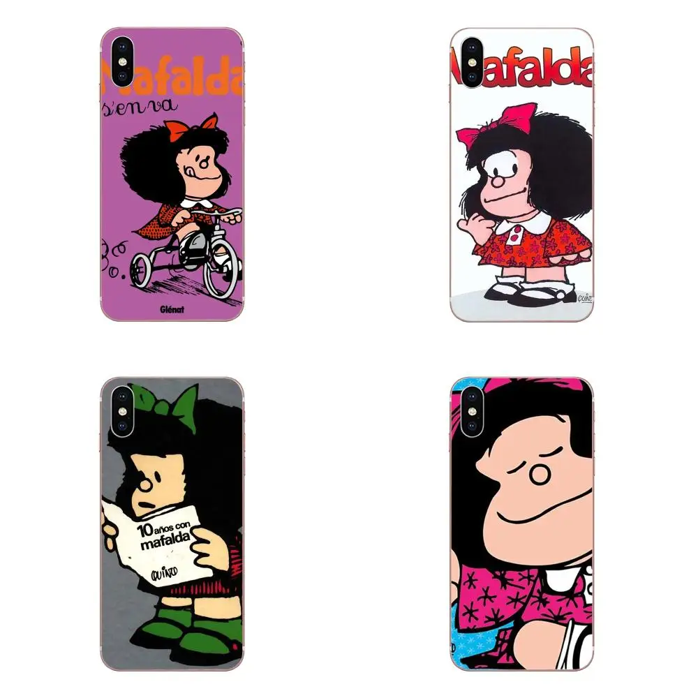 

For Apple iPhone X XS Max XR 4 4S 5 5C 5S SE 6 6S 7 8 Plus Soft Pattern Case Cover Cartoon Girl Mafalda Cartoon