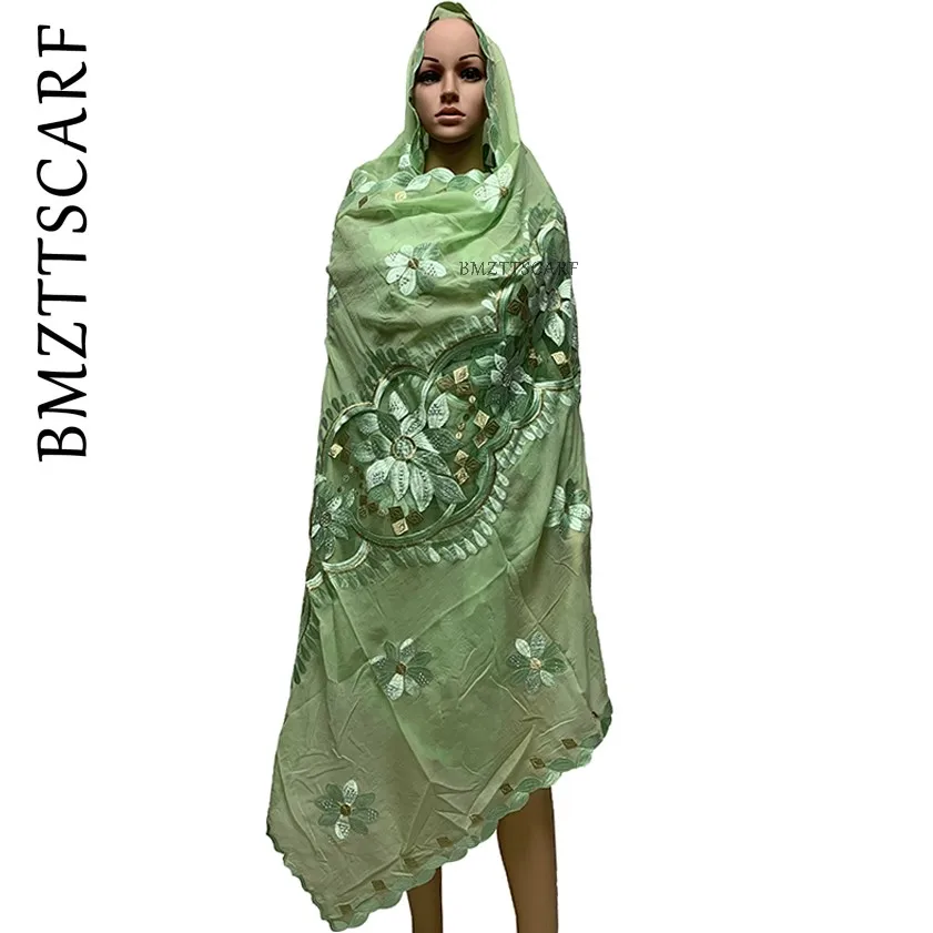 Африканский летний шарф Мусульманский вышитый платок хлопок сплайсинга шарф из тюли для шали BM586 - Цвет: BM586 6