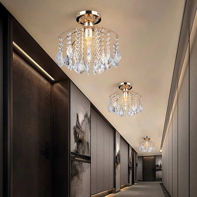 

Modern Small Crystal chandelier Ceiling Plafonnier E27 ceiling lamp for living room Kitchen hallway hotel lampara techo
