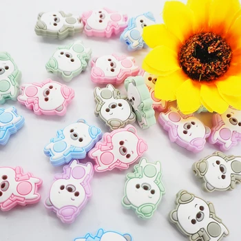 

Chenkai 10PCS BPA Free Silicone Dancing Bear Beads Animal Loose Beads For DIY Baby Nursing Pacifier Necklace Gift Accessories