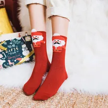 6 пар, Рождественские Зимние носки для женщин, рождественские махровые плотные теплые хлопковые носки, calcetines mujer chaussette femme hiver