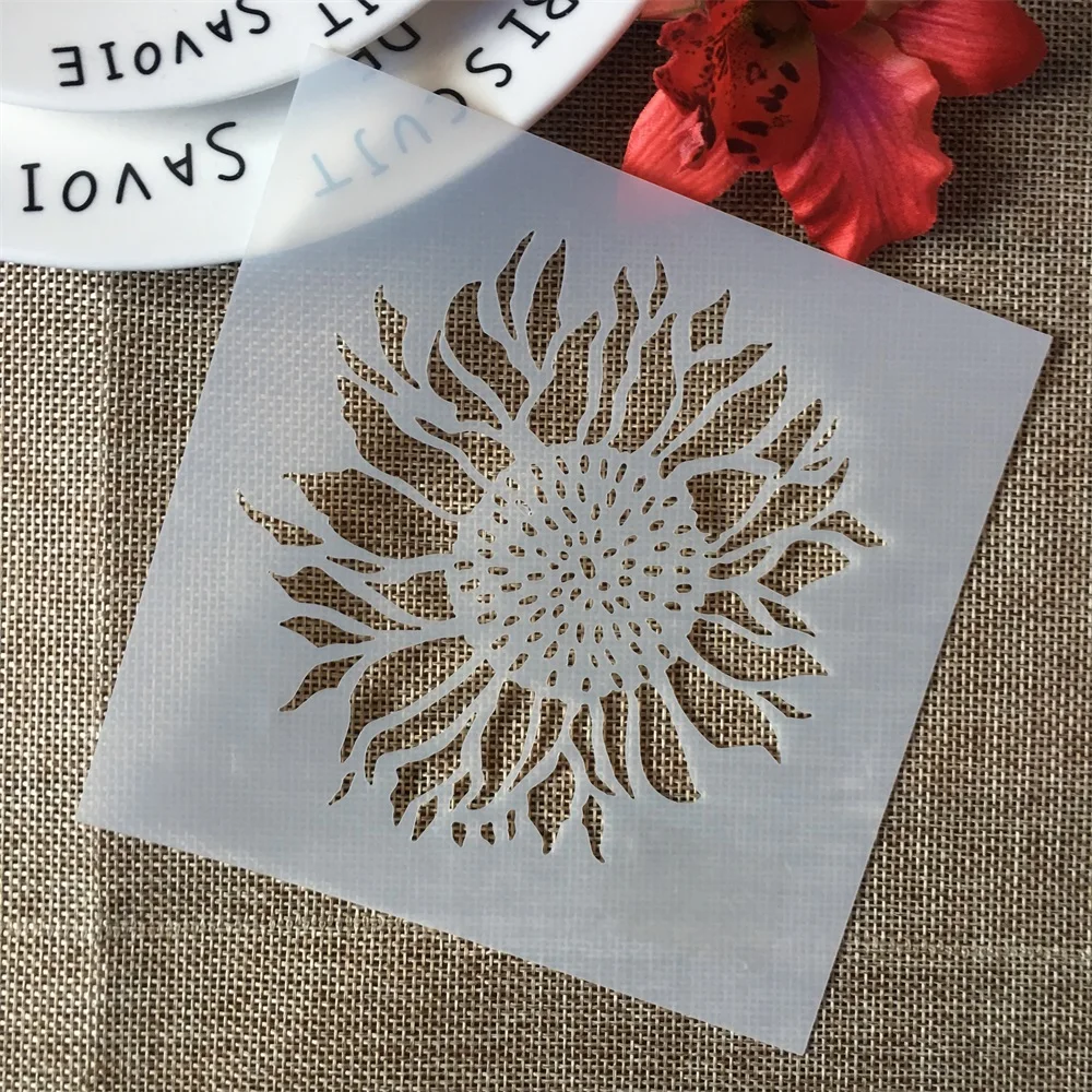 5" Big Sunflower DIY Layering Stencils Wall Painting Scrapbook Coloring Embossing Album Decorative Paper Card Template | Дом и сад