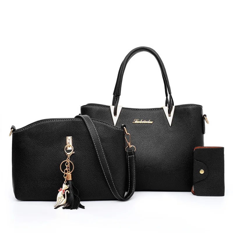 Новая дамская сумка, кожаная сумка, многофункциональная сумка, набор из трех предметов, изысканная и элегантная дамская сумочка с кисточкой, подвесная сумка