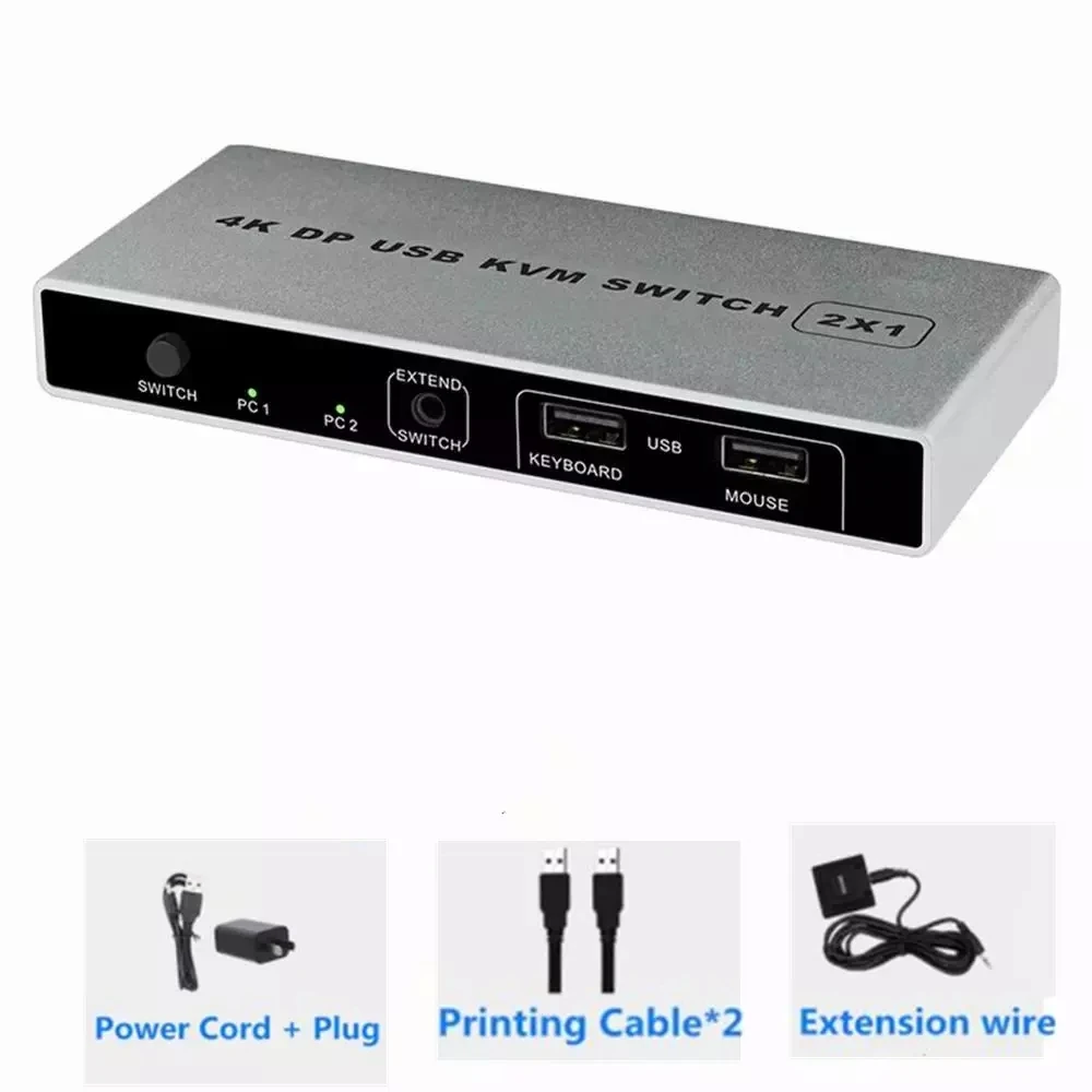 DP KVM switch 2 в 1 выход Displayport два одном выключатель 4K Поддержка двух узлов для