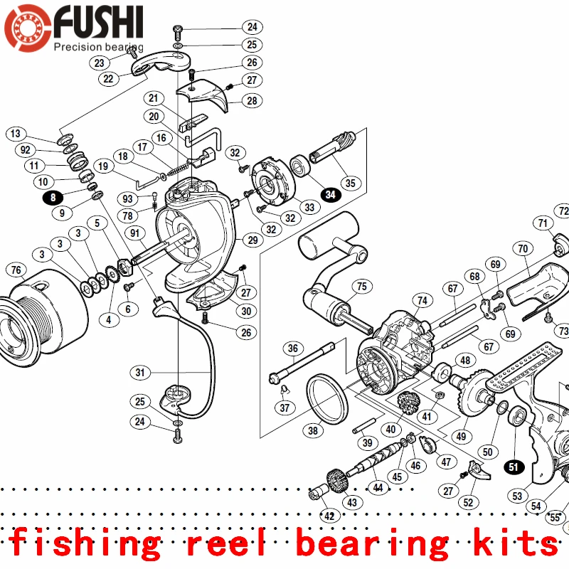 Fishing Reel Ball Bearings Kits For Shimano 02 Ultegra 3000 4000 5000  (total 3 Pcs) Number: 8*1 34*1 51*1 A-rb Bearing Kit - Parts & Accs -  AliExpress