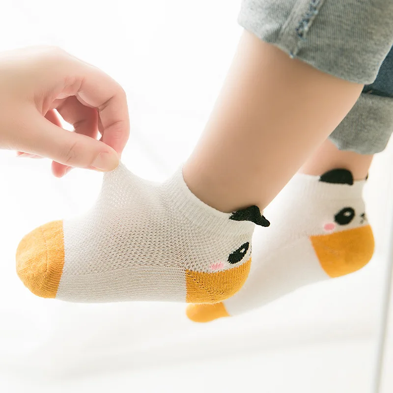 

2019 Spring And Summer Children Mesh Cartoon Rabbit Panda Breathable Short Socks Thin Baby No-show Socks