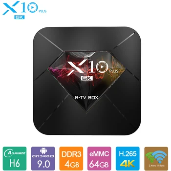 

R-TV BOX X10 Plus Android 9.0 Smart TV Box Allwinner H6 4GB DDR3 32GB 64GB 2.4GHz WiFi Set Top Box USB 3.0 6K H.265 Media Player