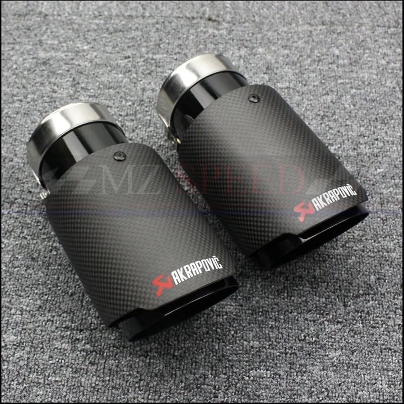 

Akrapovic exhaust muffler tail throat universal straight edge lusterless carbon fiber black stainless steel for BMW E46 E90