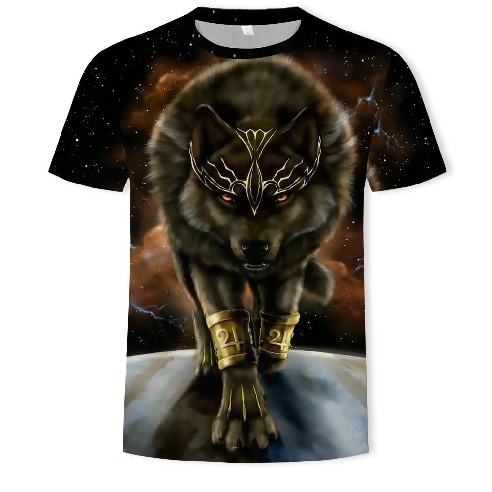 

Factory direct men's t-shirts evil wolf print casual t-shirts men's hip-hop street clothing compassionate men's Asian size XXS-6