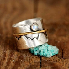 

Creative Retro Style Geometric Design Valley Relief Ring Personality Simple Ladies Ring Jewelry Party Accessories Gift Female