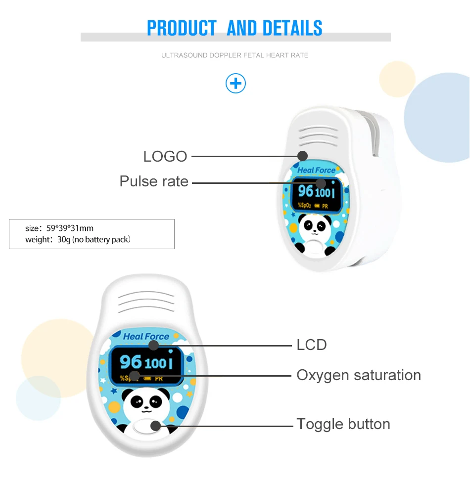 Симпатичный детский оксиметр в форме панды, измеряющий насыщенность крови кислородом и пульс, медицинское оборудование с сигналом тревоги