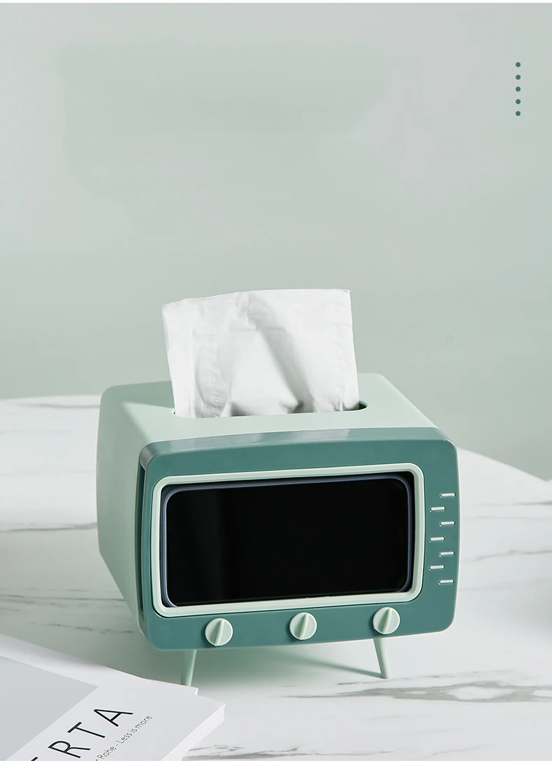 Retro Radio Model Tissue Box Desktop Paper Holder Vintage Dispenser Storage Napkin Case Organizer Ornament Wet Wipes Decoration