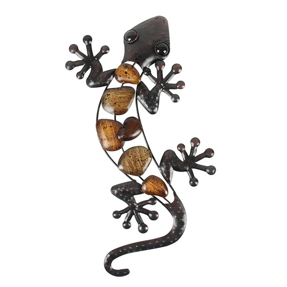 Home Decor Metal Gecko Wall for Garden Decoration Outdoor Statues Accessories Sculptures and Animales Jardin