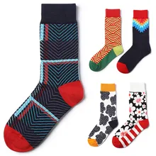 Забавные носки для женщин и мужчин с абстрактным принтом; контрастные цвета; теплые носки с героями мультфильмов; удобные повседневные носки