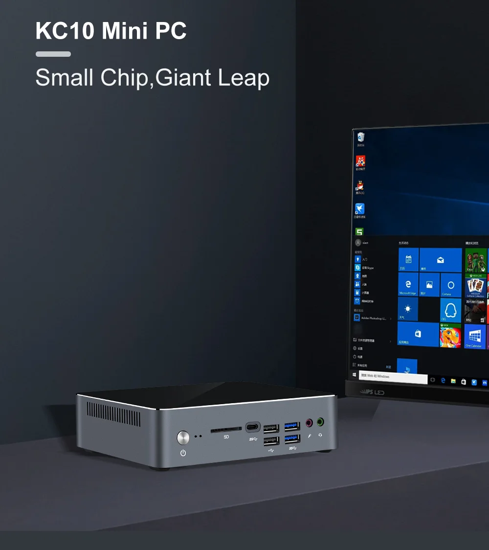 Chatreey Mini PC KC10 with Intel 10th Gen Core i5 10210U/i7 10510U, Windows 10 Pro, DDR4, Desktop Gaming Computer - Windows 11 Support. Description Image.