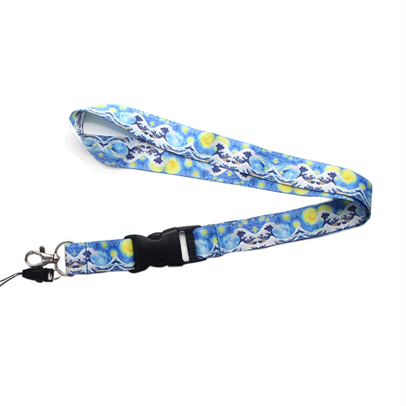 PC206 Звездная ночь и Kanagawa брелок с жетоном ID Lanyards держатель для ключей нашейные ремешки Ремешки
