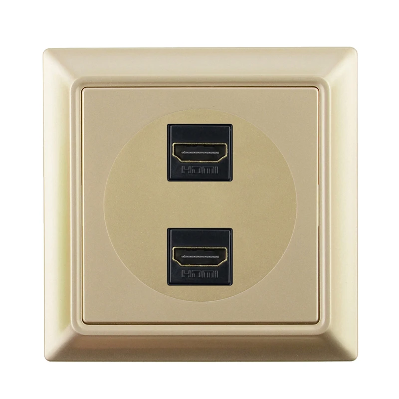 Dual HDMI socket Atlectric HDMI HD мультимедийный ТВ порт USB ПК компьютерный порт данных настенная розетка Ретро Пластиковая Золотая Панель розетка - Тип: Dual HDMI socket
