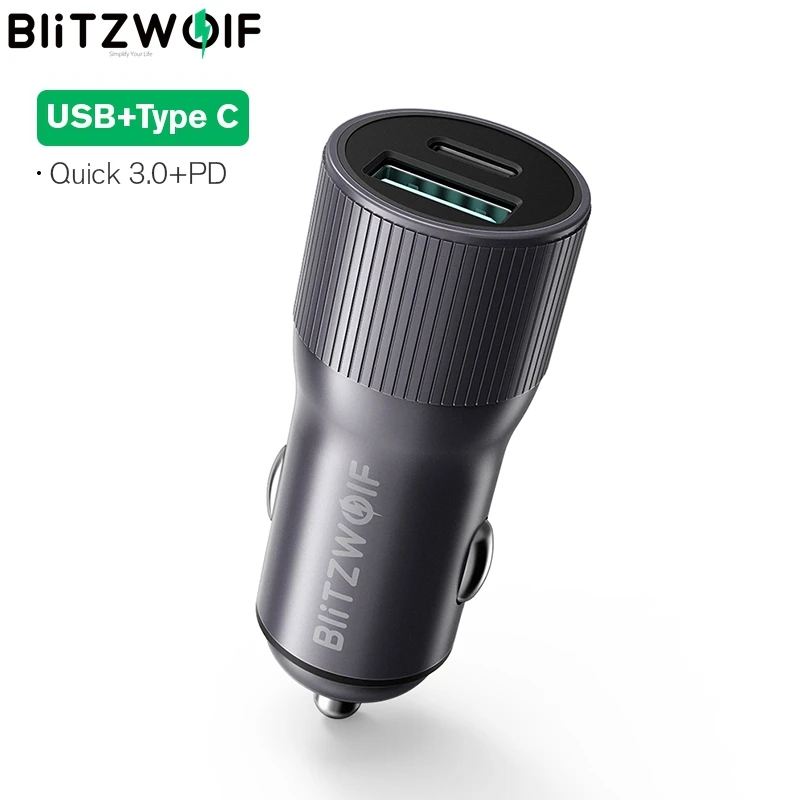 

BlitzWolf 36W PD + QC3.0 USB A Type C Mini 2 Ports Car Charger Quick Fast Charge For iPhone X XS Max Xiaomi 9 Pocophone F1 S10