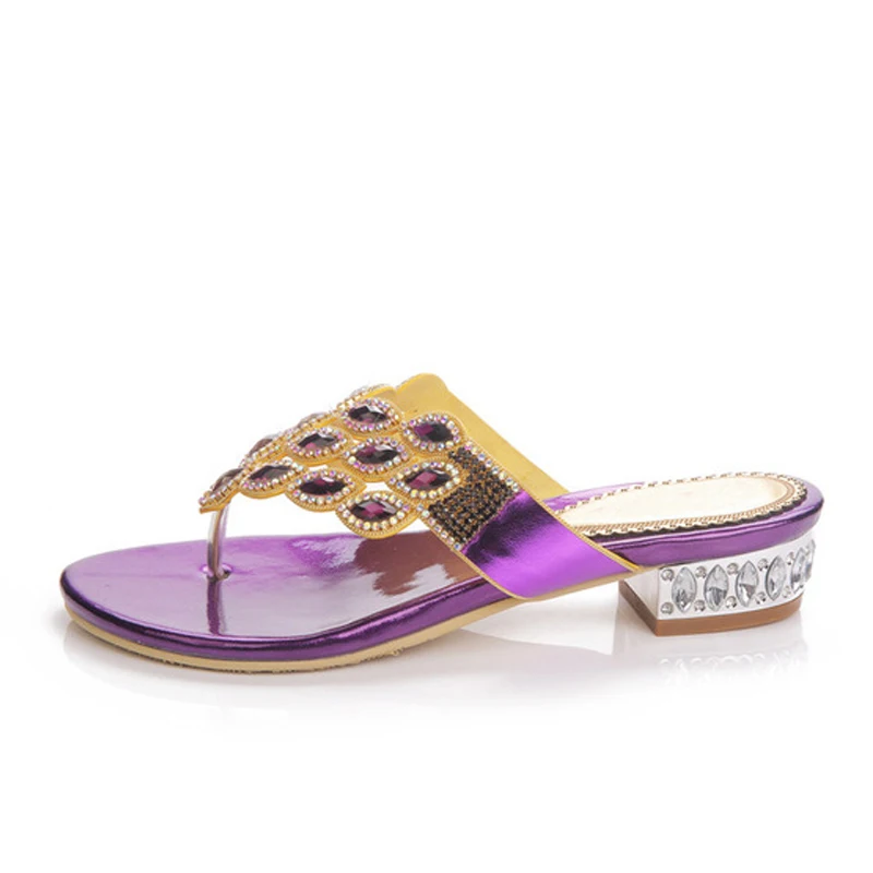 purple 02 TIMETANGPlus Size35-44Flops Для женщин из натуральной кожи; сандалии с перемычкой Летняя обувь на толстом каблуке Новое поступление модные, пикантные ShoesE1024 - Цвет: purple 02