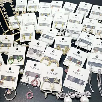 

30 Pairs/lot silver color top quality women earrings jewelry fashion luxury zircon wedding earrings wholesale 200731-43