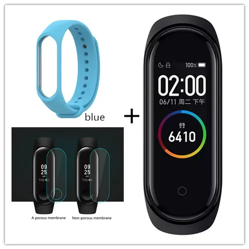 blue Xiaomi mi смарт-браслет 4, 3 цвета, AMOLED экран, mi Band 4, Smartband, фитнес-браслет, Bluetooth, спортивный, водонепроницаемый, SM - Цвет: blue