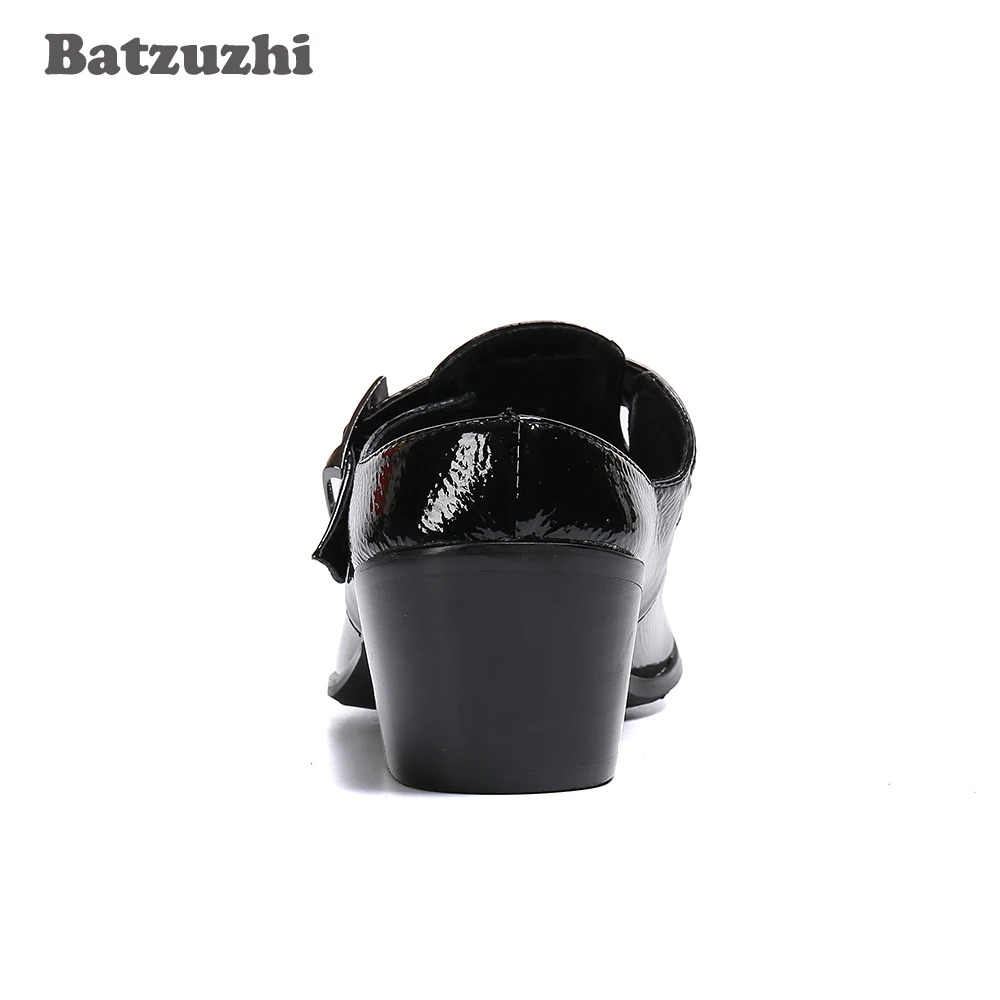 NEW 2023 US6-S12 Personality Men's Shoes Pointed Toe Black Genuine Leather Dress Shoes Slip-on Business Shoes Zapatos Hombre