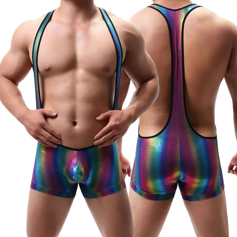 Sexy Mens Underwear men underwear Rainbow Boxer Briefs Thongs Shorts Jumpsuits Tank Tops Slim Fitness Undershirts Open Butt Underpants Pajamas