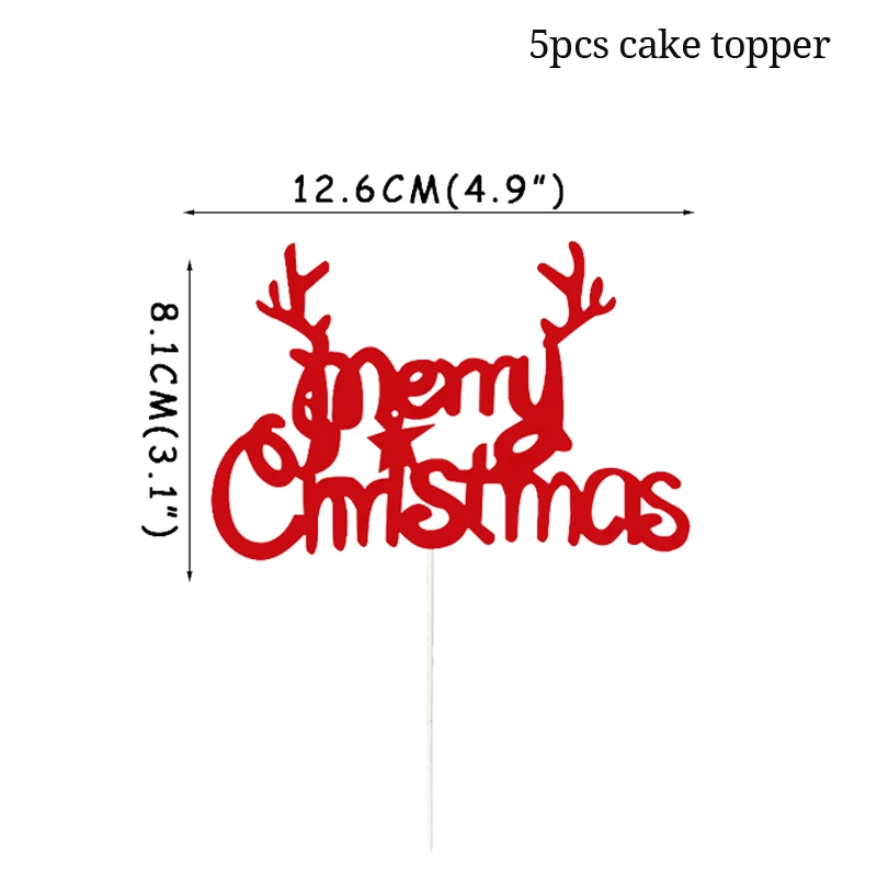 5pcs cake toppers Новогодний Топпер для торта веселый рождественский капкейк Топпер флажки для украшения дома Navidad новогодние вечерние на Рождество kerst natal - Цвет: 5pcs cake toppers