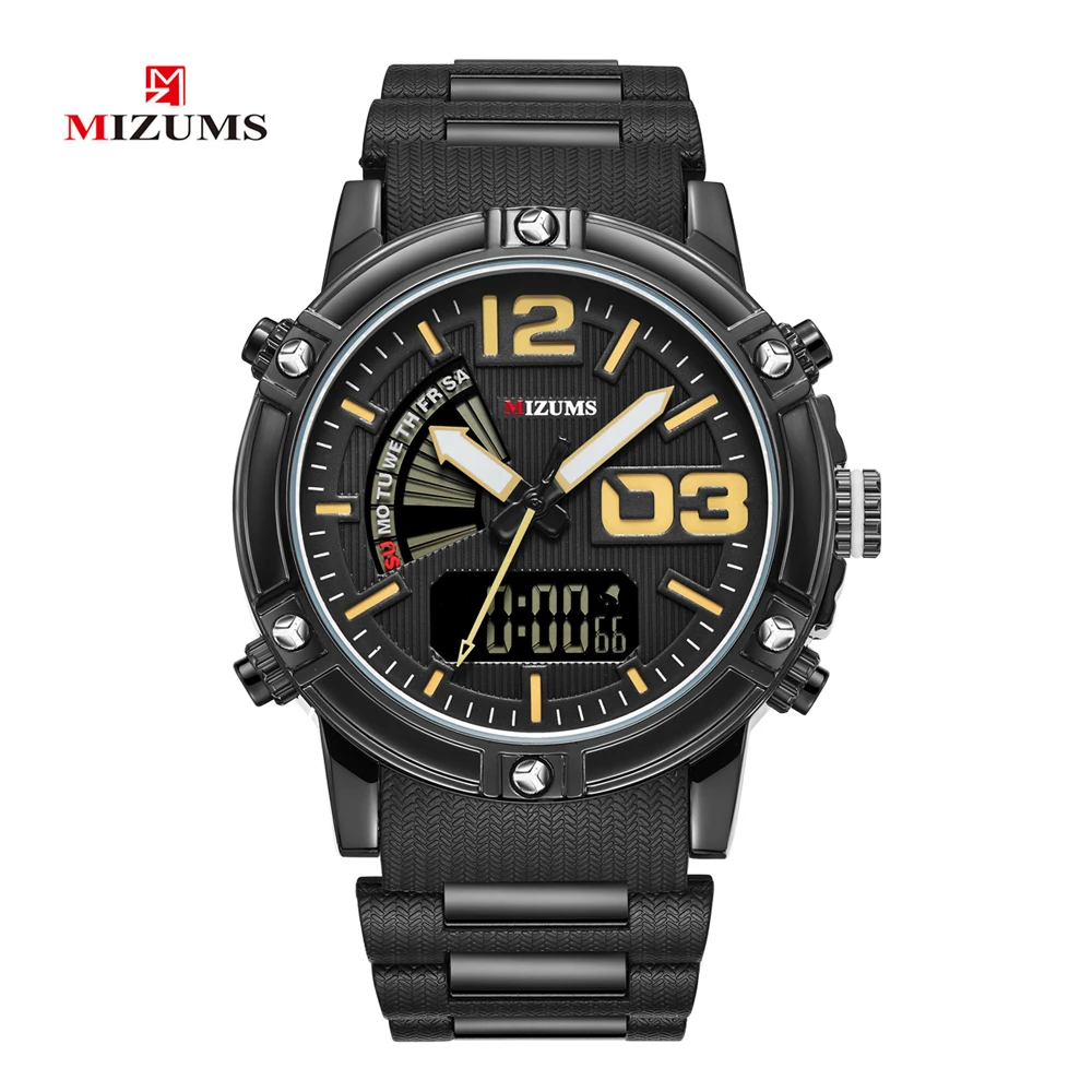 MIZUMS Quartz Analog Digital Sport Watch Men Waterproof Week Display Military Wrist Watches for Man Relogio Masculino Male Clock 2