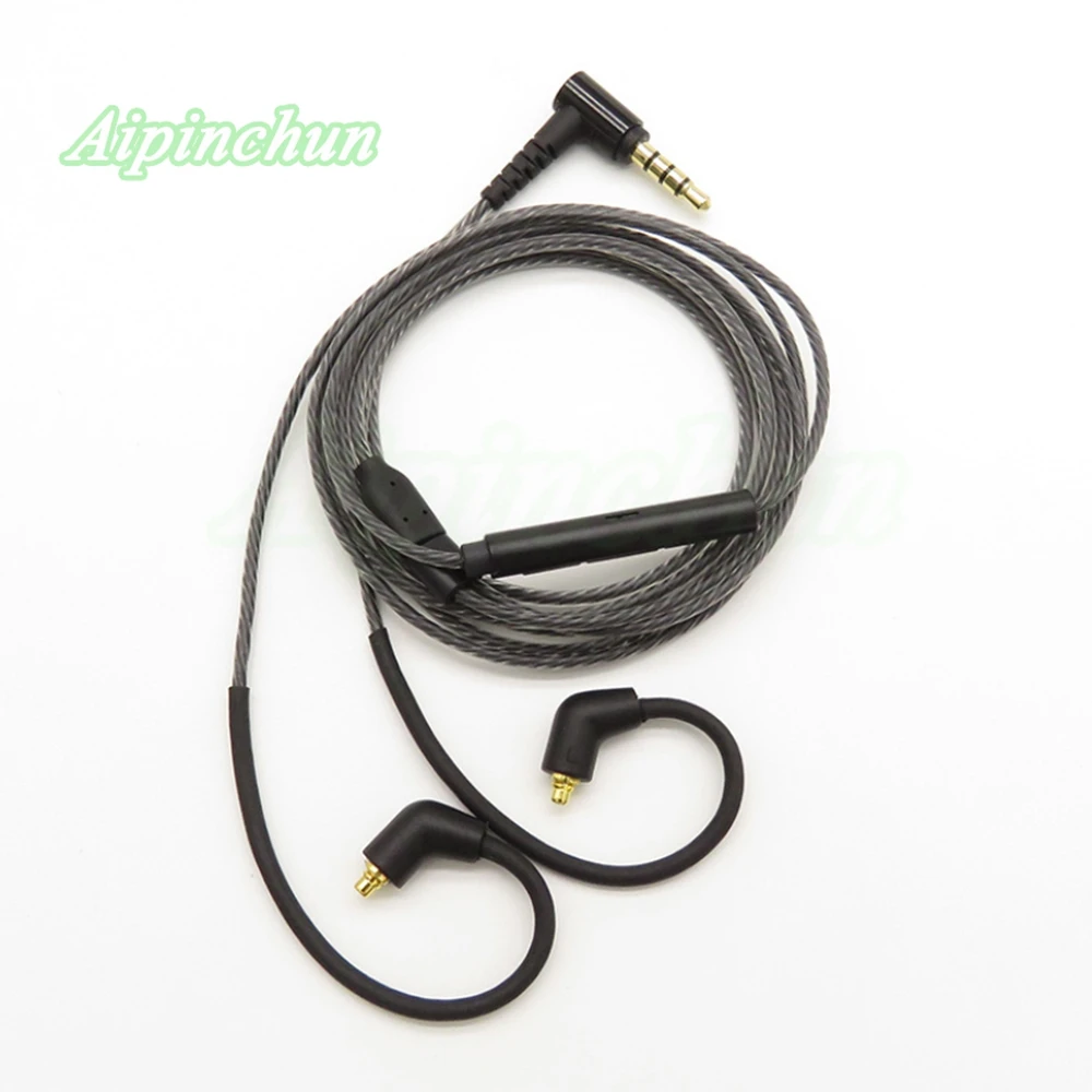 Aipinchun мягкий MMCX кабель для наушников сменный контроллер громкости для Shure SE215 SE315 SE425 SE535 SE846 3,5 мм изгиб
