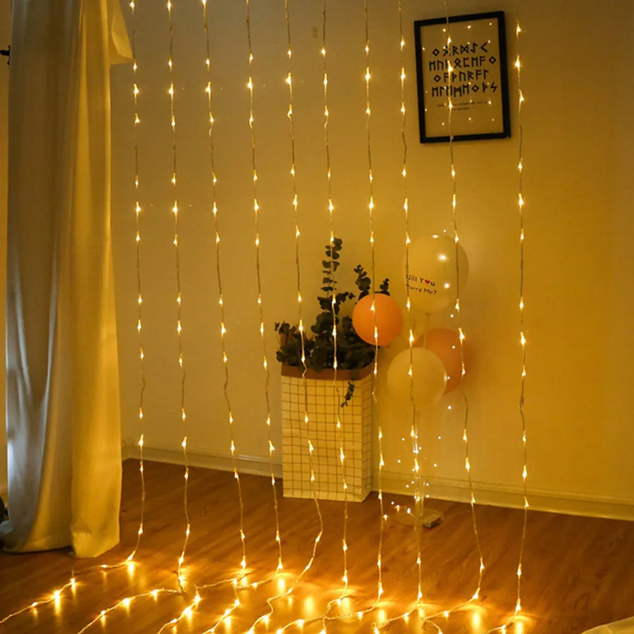 Comprar Thrisdar 3X2M 3X 3M 3X6M 6X 3M cascada cadena luz boda fiesta ventana cortina Icicle luz meteorito ducha lluvia Hada Garland