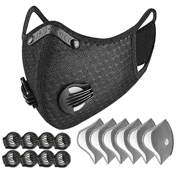 

Mascherine Breath Valve Mouth Masks 8 Exhaust Valves Ear Straps Dust Respirator Cycling Running Mask+6 Activated Carbon Filter