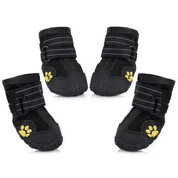 

2set Dog Shoes Breathable Paws Protector Anti-Skid Dog Boots with Reflective Strap Pet Winter Warm Snow Boots 7 & 8