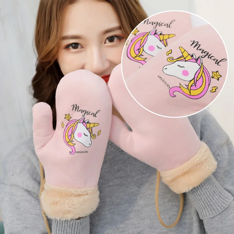 New Arrival Autumn And Winter Women's Gloves Winter Outdoor Gloves Cute Unicorn Printing Gloves