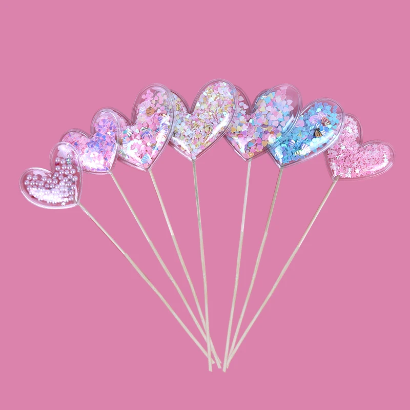 Bling Fairy PVC Cake Topper Heart Star Cloud Shape Shiny Cupcake Topper for Wedding Birthday Party Cake Decorations Mermaid Tail