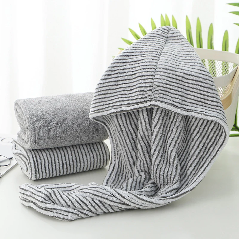 Hair Towel Women's Bamboo Charcoal Fiber Hair Drying Towel Hat Bath Shower Head Turban Wrap Quick Dry Cap