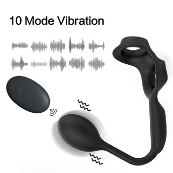 Vibrating Penis Massager Ring Dildo Sex Toys for Men Chastity Testicle Vibrator Wireless Remote Control Male Prostate Massager 2