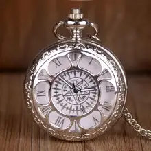 Nuevo reloj de bolsillo con patrón de flores duradero, caja de cazador, collar, reloj de bolsillo de cuarzo, reloj de plata