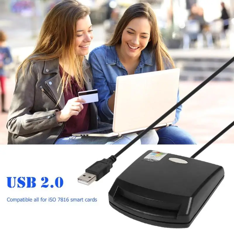 Черный USB 2,0 считыватель смарт-карт для iSO 7816 EMV чип смарт-карты для Windows со всеми основными хранения смарт-карт