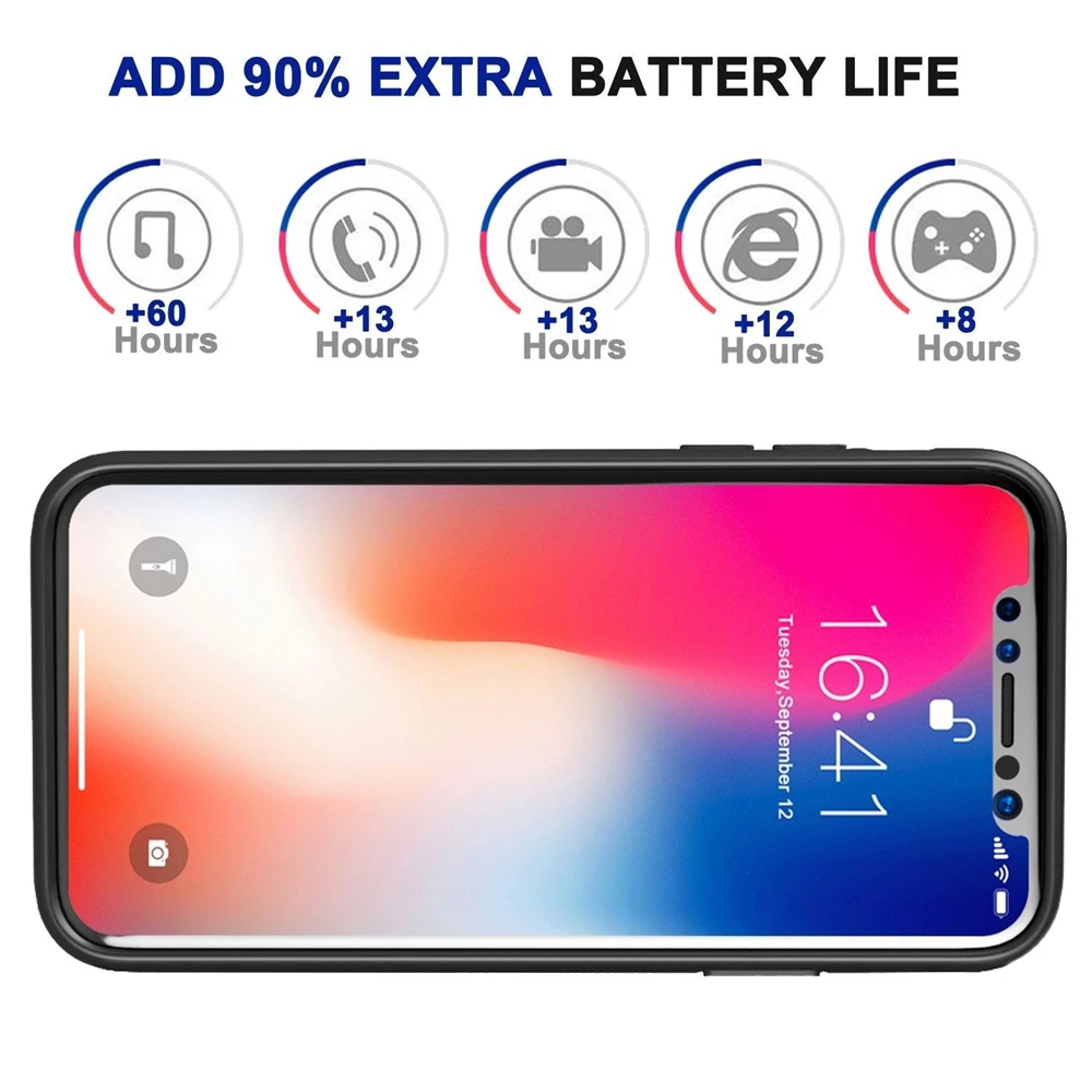 Чехол для внешнего аккумулятора для iPhone X XS, чехол для питания, мягкий силиконовый чехол для зарядки телефона, чехол для iPhone XS Max XR, резервный внешний аккумулятор Cas