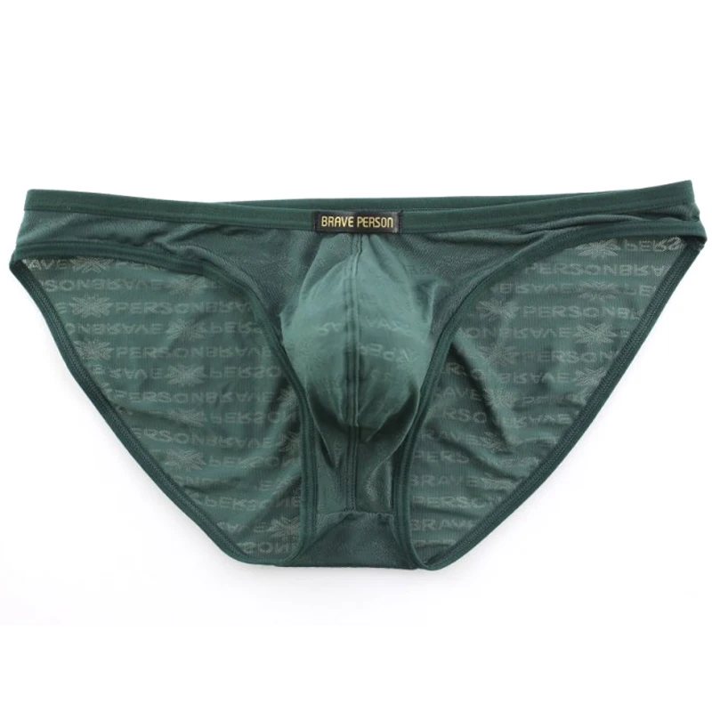 hot Brave Person Underwear Men's Briefs Transparent Mesh Sexy Underpants men's printed briefs jockstrap gay