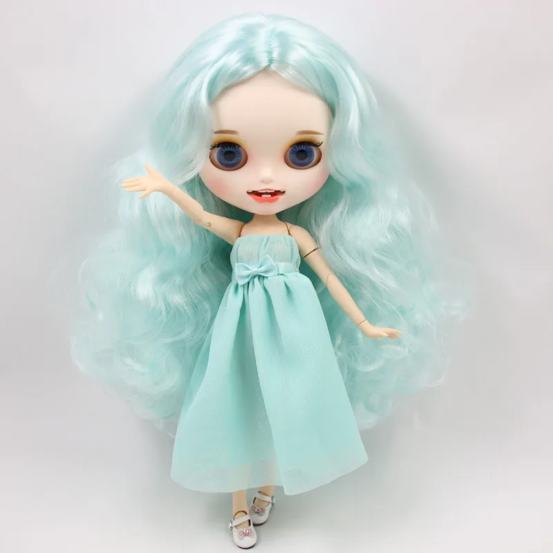 Blyth Обнаженная ледяная bjd кукла резные губы открытый рот матовая индивидуальные лицо голубые волосы 1/6 суставы тела ледяная bjd DIY игрушка подарок для девочки