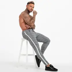 Модные мужские клетчатые длинные брюки мужские повседневные брюки длиной до щиколотки эластичный ремень Jogger спортивные фитнес спортивные