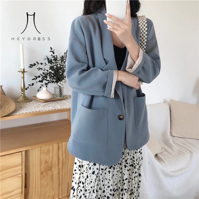 Heydress осенние однотонные однобортные женские куртки блейзер с надрезом воротник женские костюмы пальто элегантные рабочие мужские костюмы