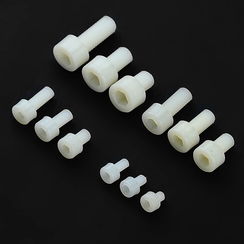 50PCS PA66 M3 M4 M5 M6 M8 M10 M12 Plastic Nylon Hexagon Socket Head Cap Bolt Knurled Hand Screw
